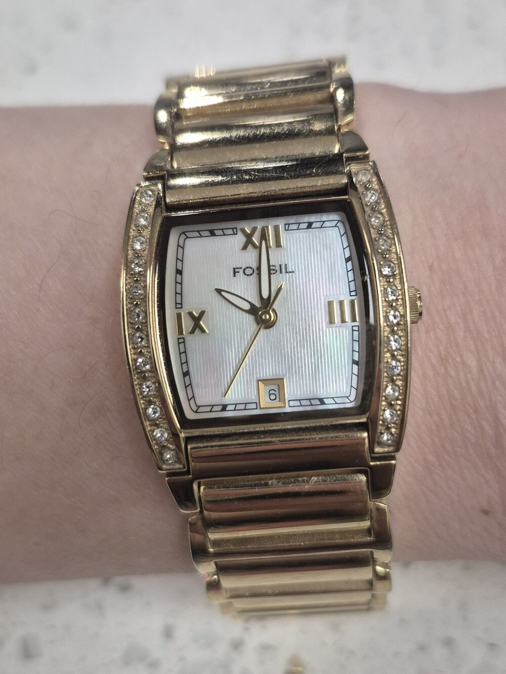 Fossil F2 Gold Tone Crystal-Trim Watch